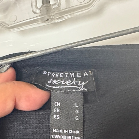 Streetwear Society Black Leggings with Yellow Stripes, large - Picture 2 of 7